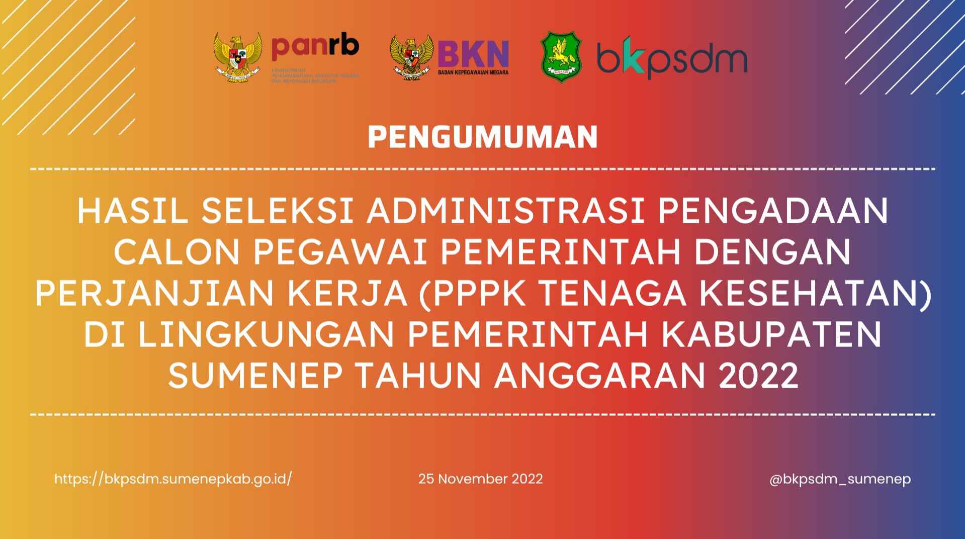 Bkpsdm Kabupaten Sumenep Pengumuman Hasil Seleksi Administrasi Pengadaan Calon Pegawai