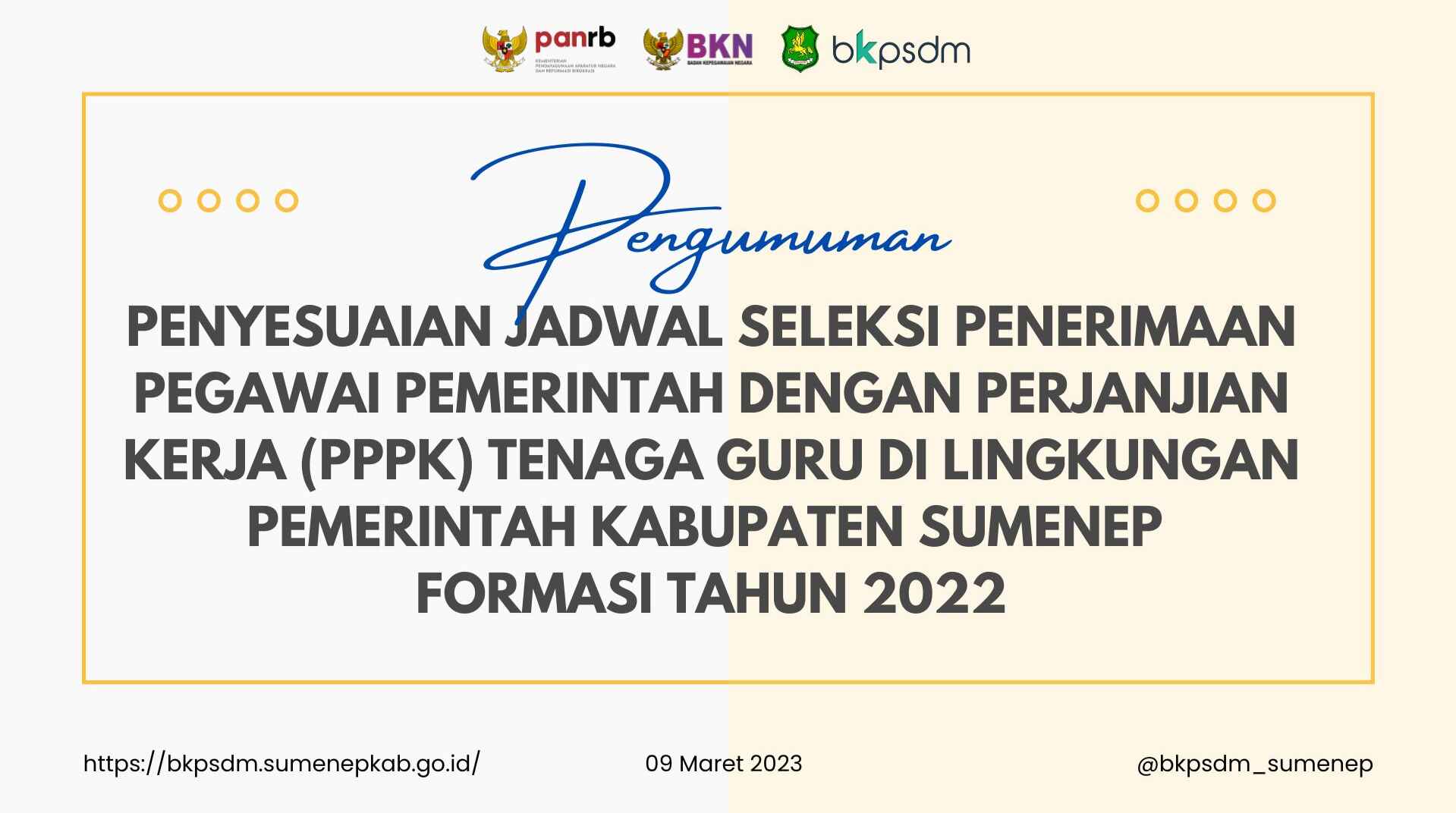 Bkpsdm Kabupaten Sumenep Penyesuaian Jadwal Seleksi Penerimaan Pegawai Pemerintah Dengan